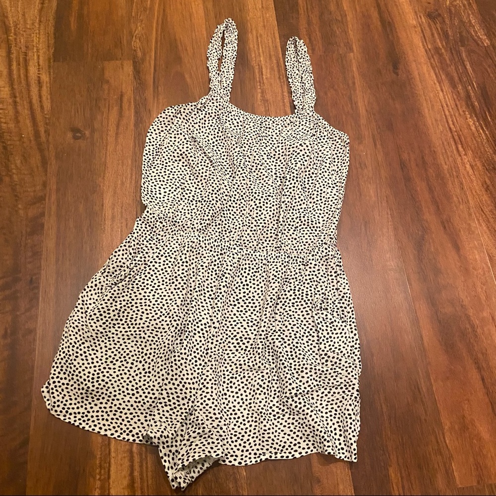 Express Polka Dot Romper Ruffle Straps w/ Pockets
